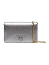 Prada Silver Saffiano Leather Wallet On Chain Bag In Metallic