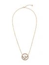 Fendi Logo Pendant Necklace In Dore