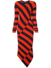 Altuzarra Whistler Asymmetric Wide-stripe Fitted Knit Dress In Orange/black