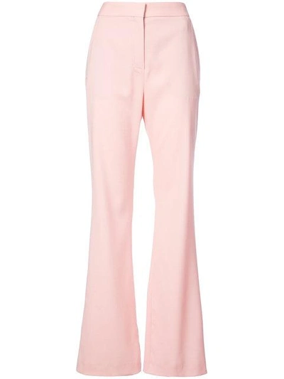 Altuzarra Milio High-waist Wide-leg Wool Pants W/ Satin Trim In Pink