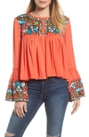 KAS NEW YORK MALO EMBROIDERED BUTTON BLOUSE,13586RP