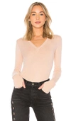 ENZA COSTA ENZA COSTA CASHMERE CUFFED V NECK TOP IN PINK.,ENZA-WS718