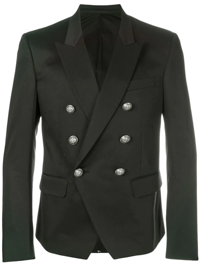 Balmain Double-breasted Tuxedo Jacket In Black