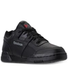 Reebok Men's Workout Plus Leather Lace Up Sneakers In Black/black