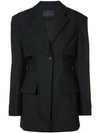 Proenza Schouler One-button Notched-lapel Long-sleeve Wool-blend Jacket In Black