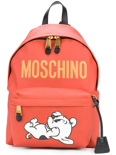 Moschino Pudgy Printed Nylon Backpack In Red
