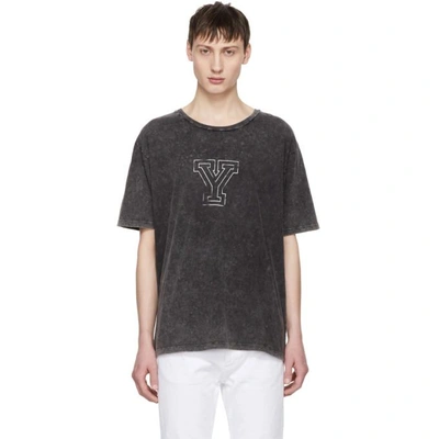 Saint Laurent Logo-print Cotton T-shirt In Grey