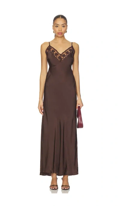 Bardot Bonita Lace Trim Maxi Dress In Dark Choco