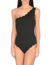 Marysia Santa Barbara One-shoulder Scalloped Stretch-crepe Swimsuit In Black