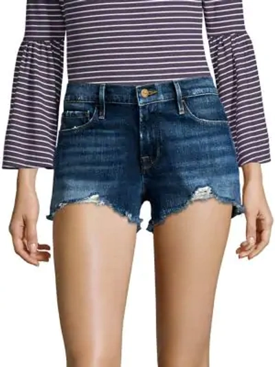 Frame Le Cutoff Distressed Denim Shorts In Sandown