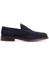 Tricker's Suede Loafers With Round Toe And Penny Strap In Blue
