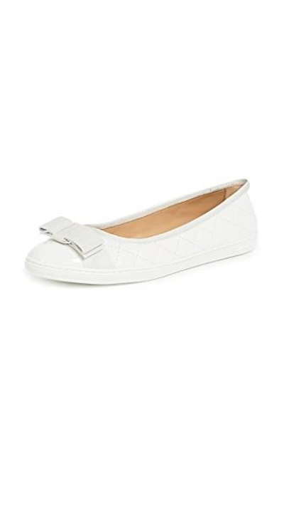Ferragamo Women's Rufina Quilted Cap Toe Leather Trainer Flats In White
