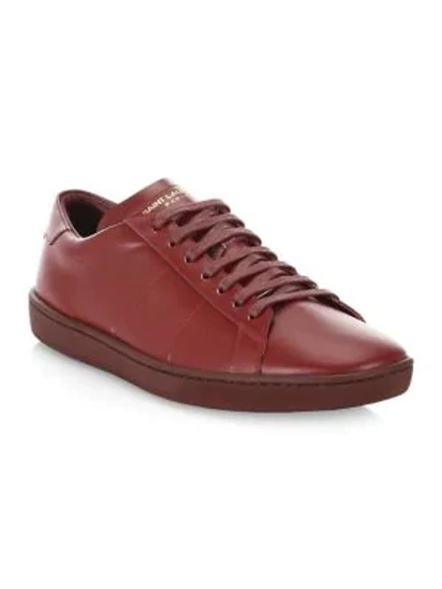 Saint Laurent Leather Low Sneakers In Rouge