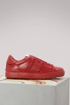 Valentino Garavani Rockstud Untitled Leather Sneakers In Red