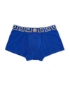 Versace Greca Border Stretched Boxer Briefs In Blue Pattern