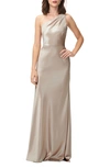 JENNY YOO LENA ONE-SHOULDER CREPE BACK SATIN GOWN,18103