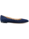 Chloé Lauren Scalloped Suede Ballerina Flat In Blue