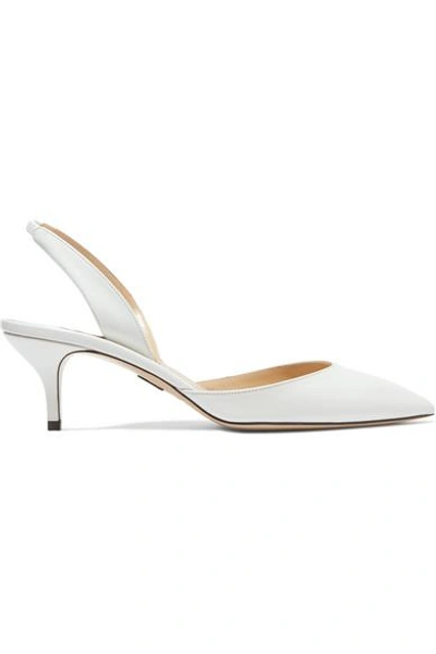Paul Andrew Rhea Leather Slingback Pumps In White