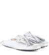 Tod's Gommino Metallic Leather Slippers In Silver