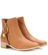 SEE BY CHLOÉ LOUISE FLAT LEATHER ANKLE BOOTS,P00292961