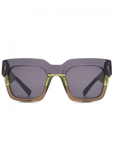 Hook Ldn Genesis Dégradé Square-frame Sunglasses In Green