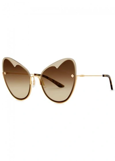 Moy Atelier Naked Heart 12kt Gold-plated Sunglasses In Brown