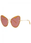 MOY ATELIER NAKED HEART 12KT GOLD-PLATED SUNGLASSES