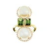 NADINE AYSOY ELLE ET LUI GREEN DOUBLE PEARL RING,2593589