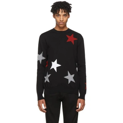 Givenchy Stars Intarsia Wool Knit Sweater In Black