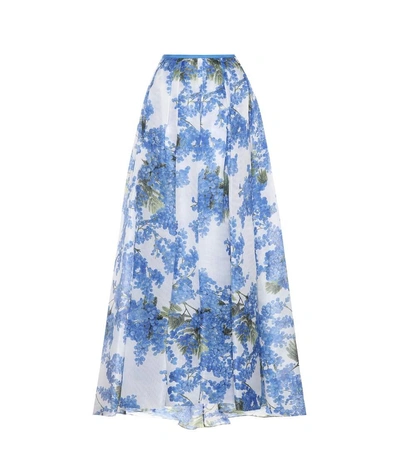 Carolina Herrera Floral Vine-print Pleated Skirt In Multi