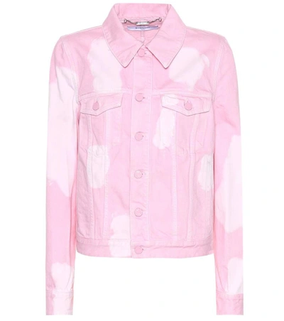 Givenchy Button-front Long-sleeve Bleached Jean Jacket In Pink