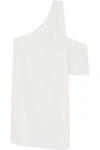 CINQ À SEPT WOMAN GEMINI ONE-SHOULDER RUFFLE-TRIMMED CREPE MINI DRESS IVORY,US 4772211933816614