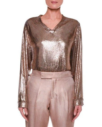 Tom Ford Slouchy Chainmail V-neck Top