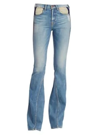 Tre By Natalie Ratabesi The Cher Paneled Mid-rise Flared Jeans In Blue