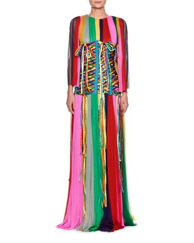 Dolce & Gabbana Rainbow Corset Belt In Multi Pattern