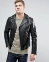 Nudie Jeans Nudie Ziggy Leather Biker Jacket - Black In Black