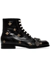 GUCCI WASP MOTIF BUCKLED BOOTS,496272ARP0012476758