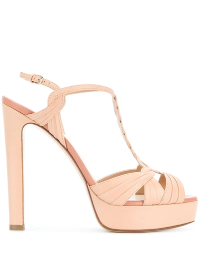 Francesco Russo Hill T-bar Platform Sandals In Pink