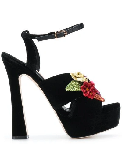Sophia Webster Lilico Crystal-embellished Suede Platform Sandals In Black