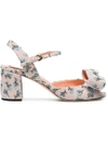ROCHAS PINK FLORAL BOW 70 SUEDE SANDALS,RO3002512506495