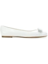 FERRAGAMO SALVATORE FERRAGAMO VARNISHED VARA BALLERINA SHOES - WHITE,68524912561114