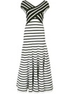 CAROLINA HERRERA off shoulder striped dress,0201VIB12338262
