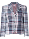 THOM BROWNE THOM BROWNE CLASSIC SINGLE BREASTED SPORT COAT IN LARGE MADRAS CHECK WOOL SUITING - BLUE,FBC010A0295412603002