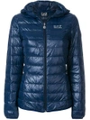 Ea7 Logo Print Puffer Jacket In Blue
