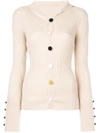 JACQUEMUS JACQUEMUS RIBBED BUTTON FRONT CARDIGAN - NEUTRALS,181KN0312612153