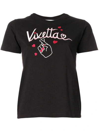 Vivetta Ain Cotton Logo Embroidered T-shirt In Black