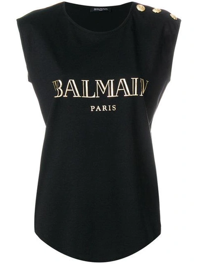 Balmain Logo Tank Top - Black