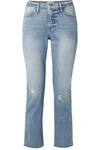 FRAME LE HIGH DISTRESSED CROPPED STRAIGHT-LEG JEANS