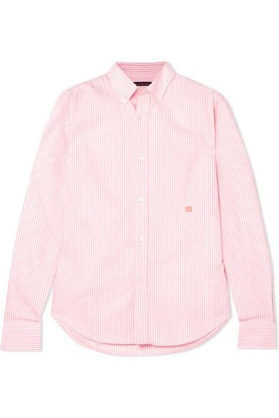 Acne Studios Ohio Face Striped Cotton Shirt In Pink