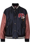 MIU MIU APPLIQUÉD SATIN-SHELL BOMBER JACKET